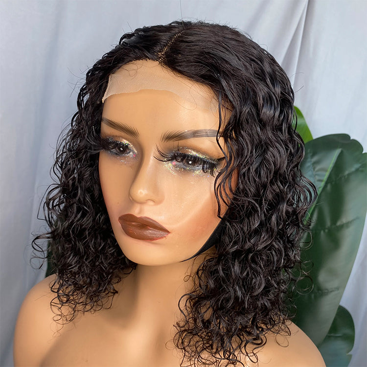Deep Wave Machine-Made Lace Closure Wig