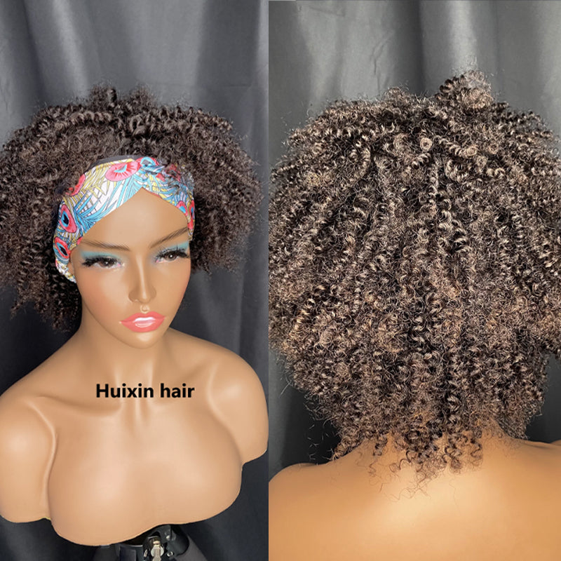 Kinky curly headband wig 8"