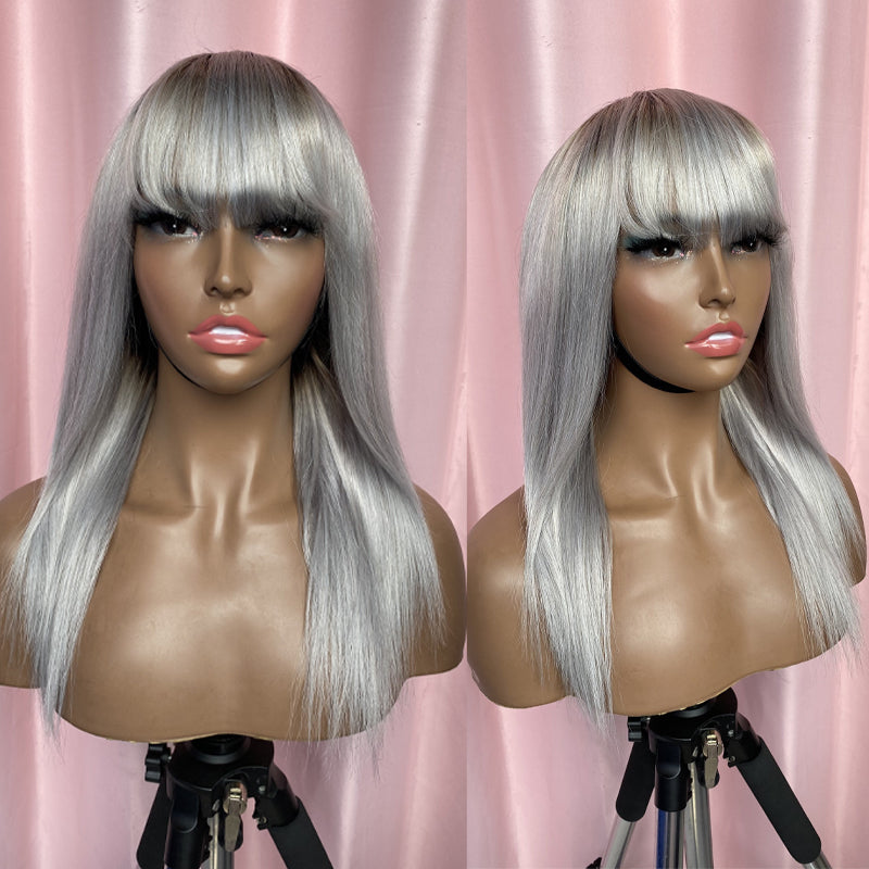 Dark roots grey regular wig™