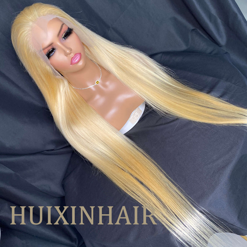 Straight 613 13X6 Transparent Lace Frontal Wig 34''