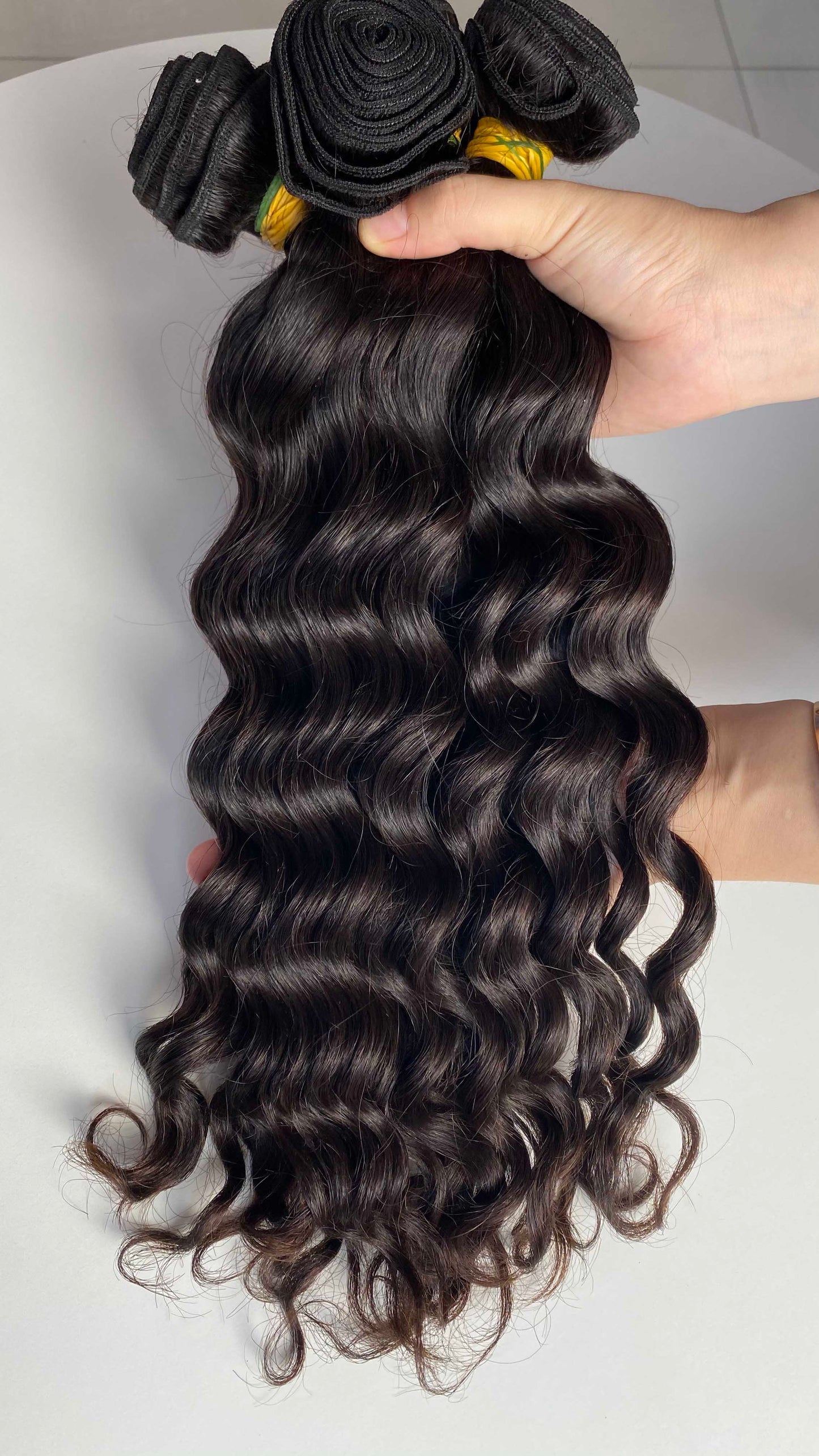 Premium Quality natural wave hair 3 bundles with a lace closure