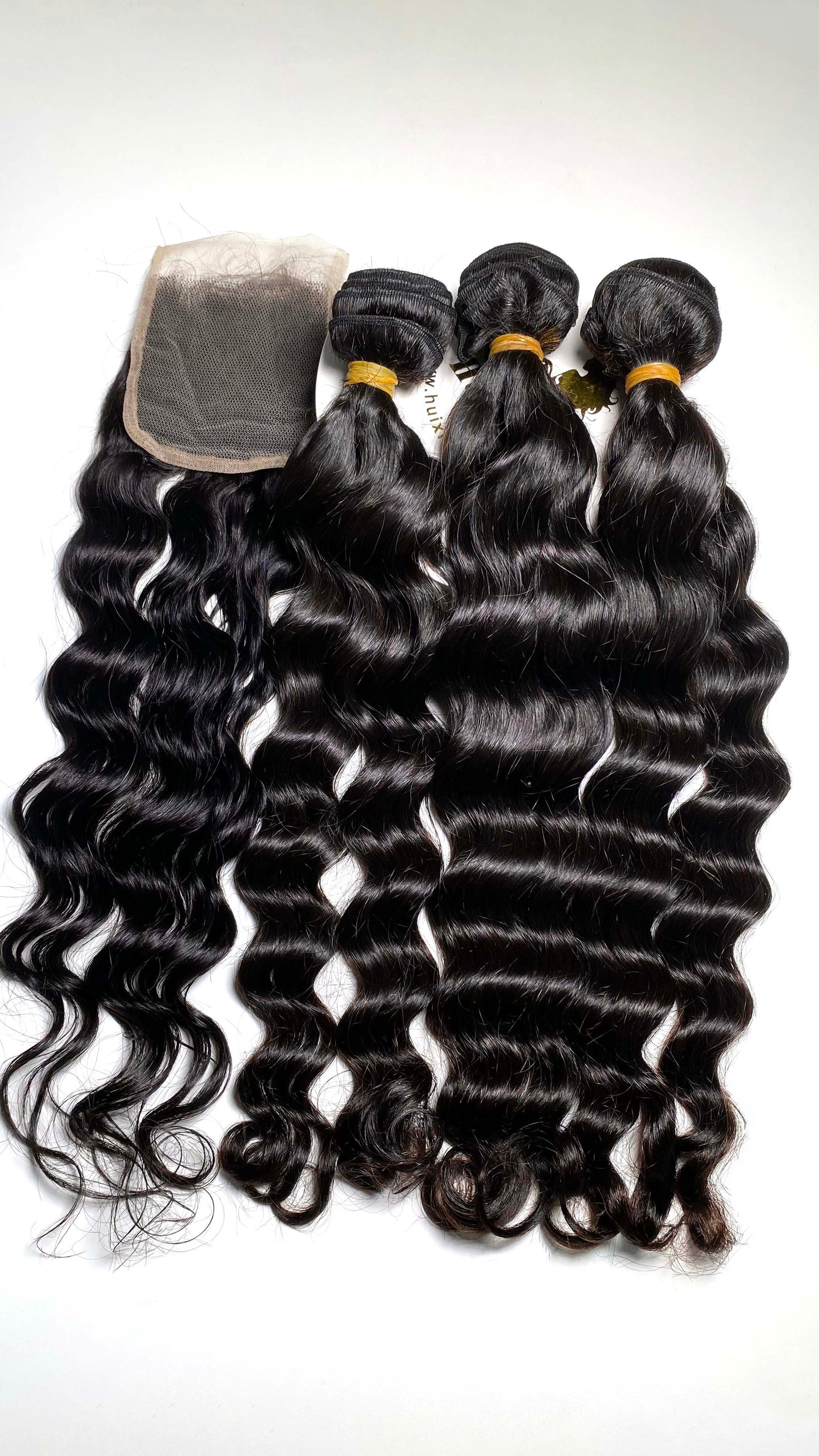 Premium Quality natural wave hair 3 bundles with a lace closure