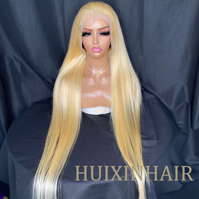 Straight 613 13X6 Transparent Lace Frontal Wig 34''