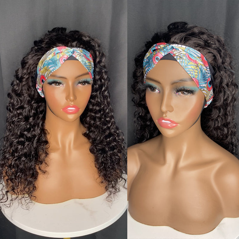 Deep wave headband wig 22"