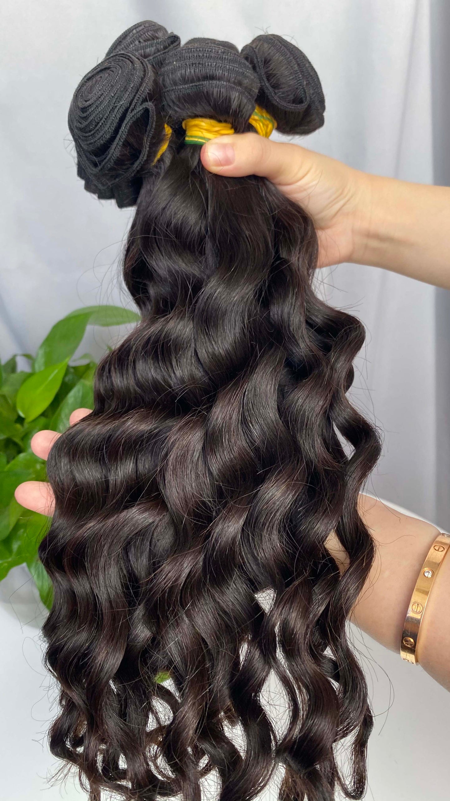 Premium Quality natural wave hair 3 bundles with a lace closure