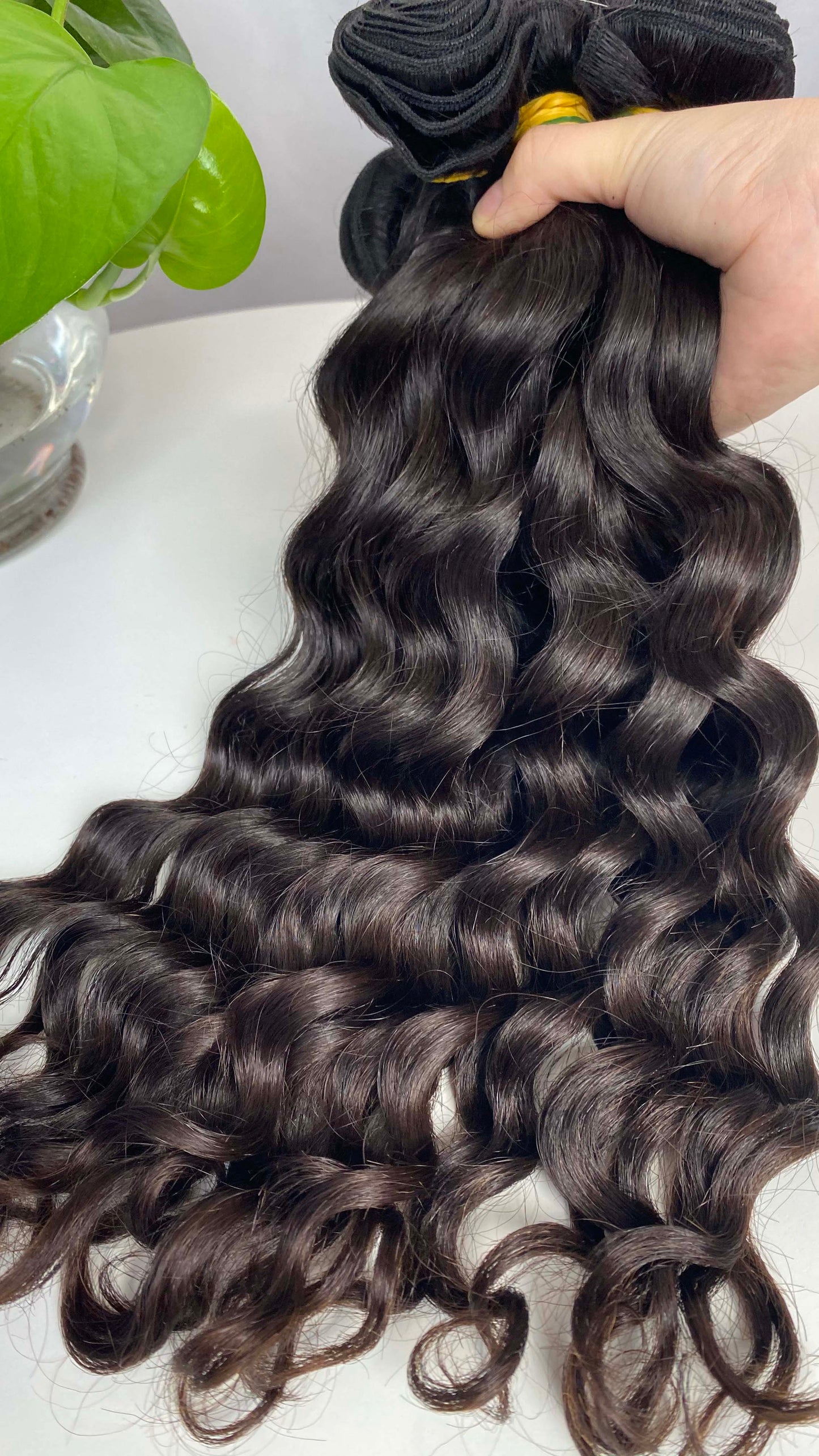 Premium Quality natural wave hair 3 bundles with a lace closure