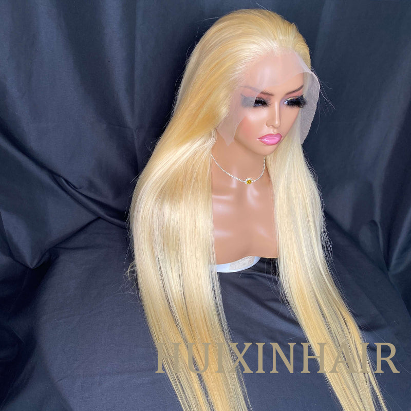 Straight 613 13X6 Transparent Lace Frontal Wig 34''