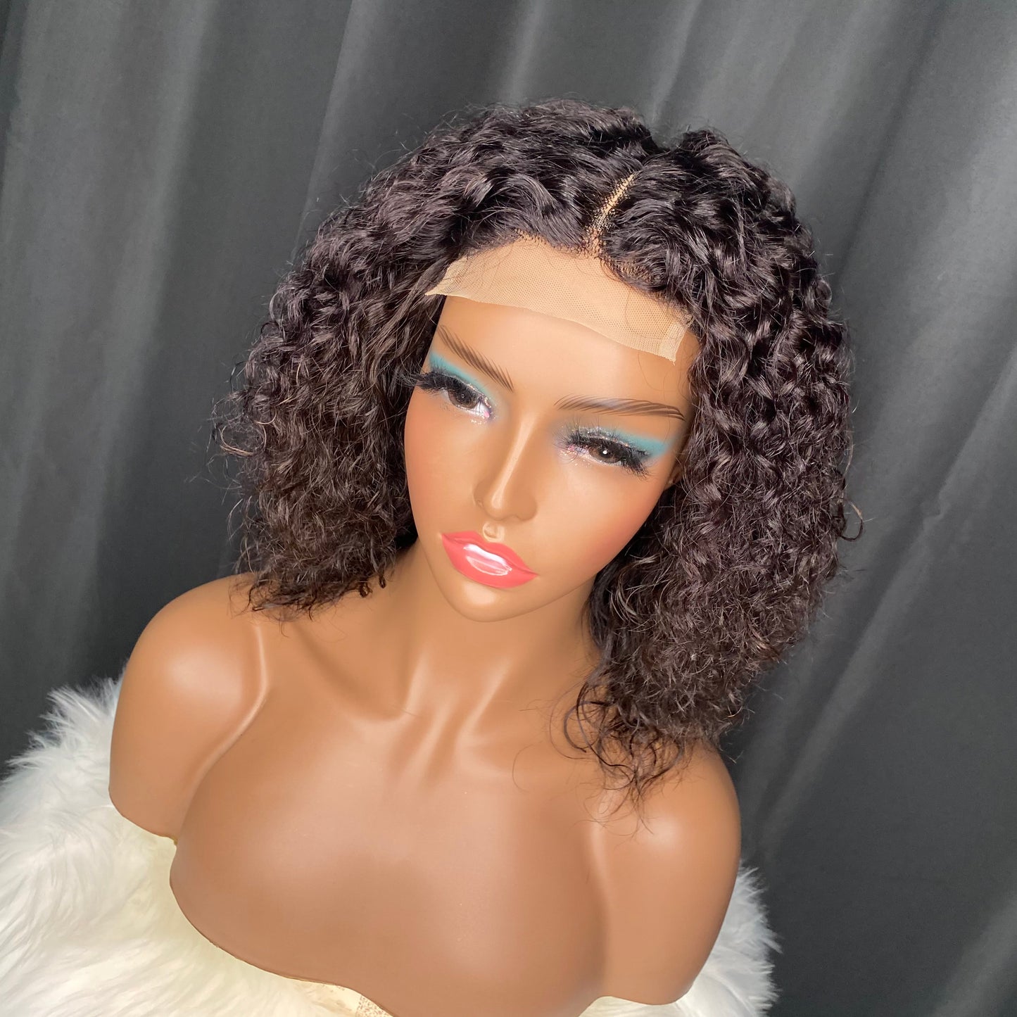 Water wave machine made lace closure wig 8"