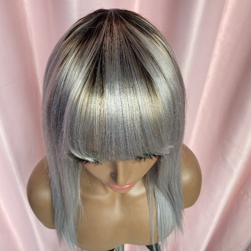 Dark roots grey regular wig™