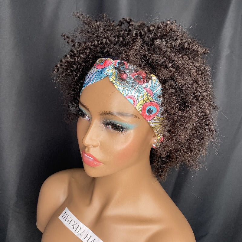 Kinky curly headband wig 8"