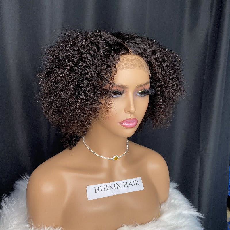 Kinky curly 4x4 lace closure wig 8"