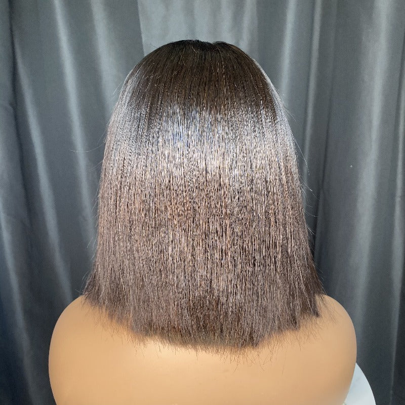 Highlight blonde frontal straight 4x4 HD closure wig 8"