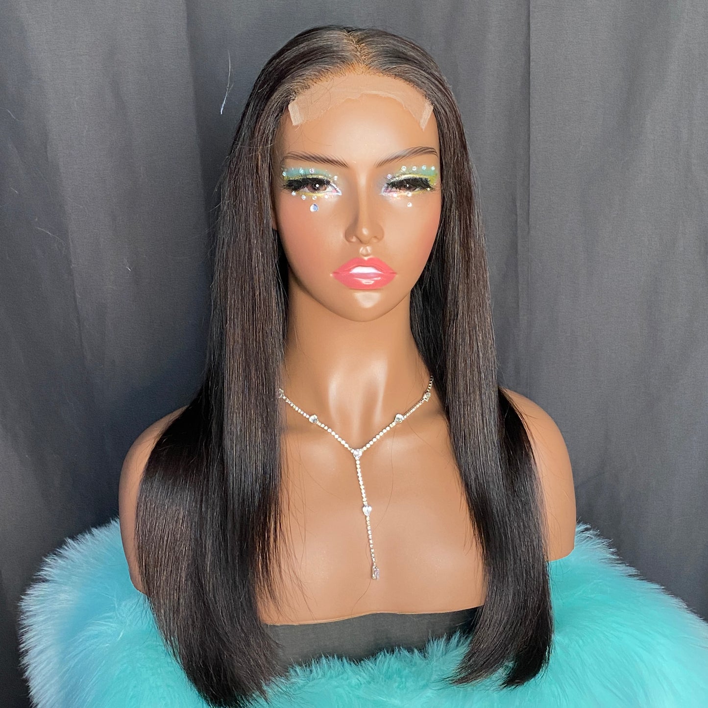 natural color straight 4x4 lace closure wig 18”