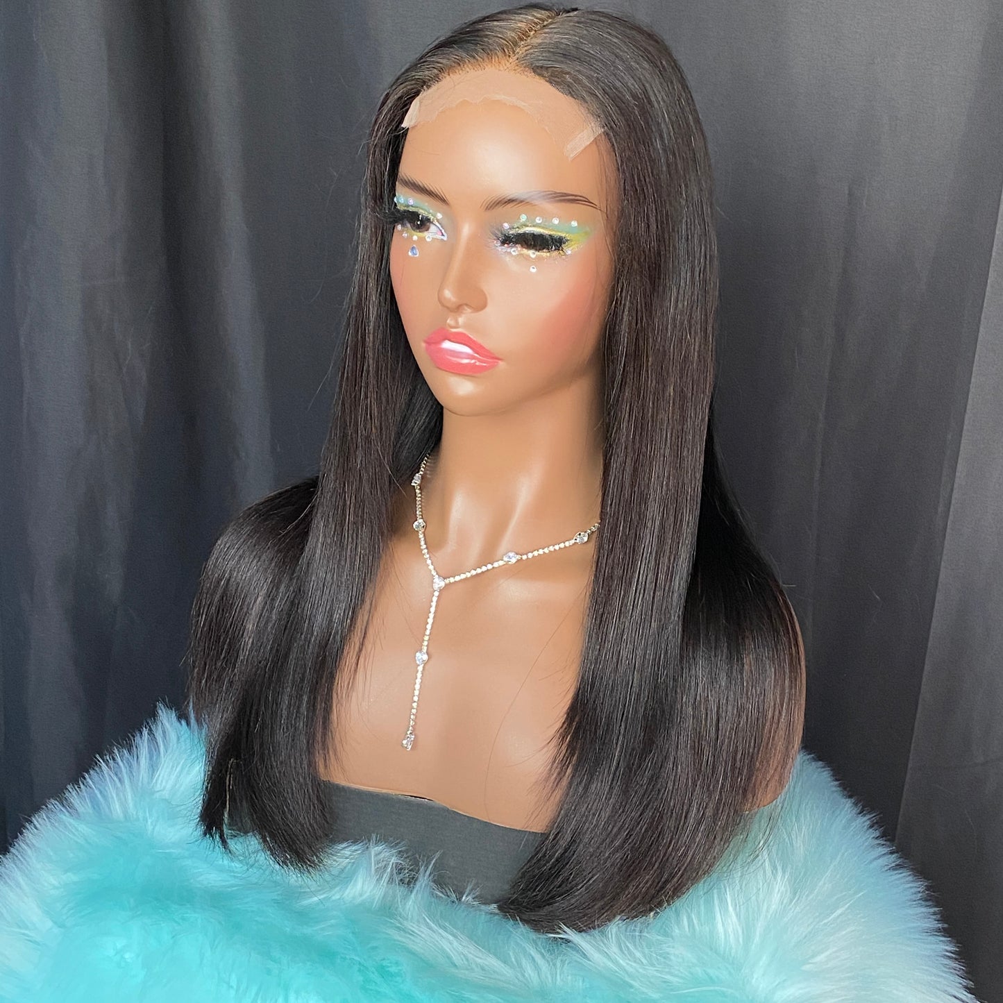 natural color straight 4x4 lace closure wig 18”