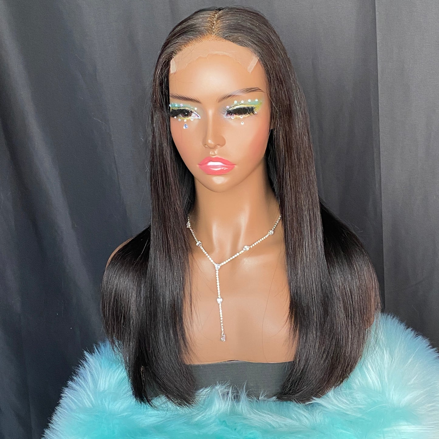 natural color straight 4x4 lace closure wig 18”