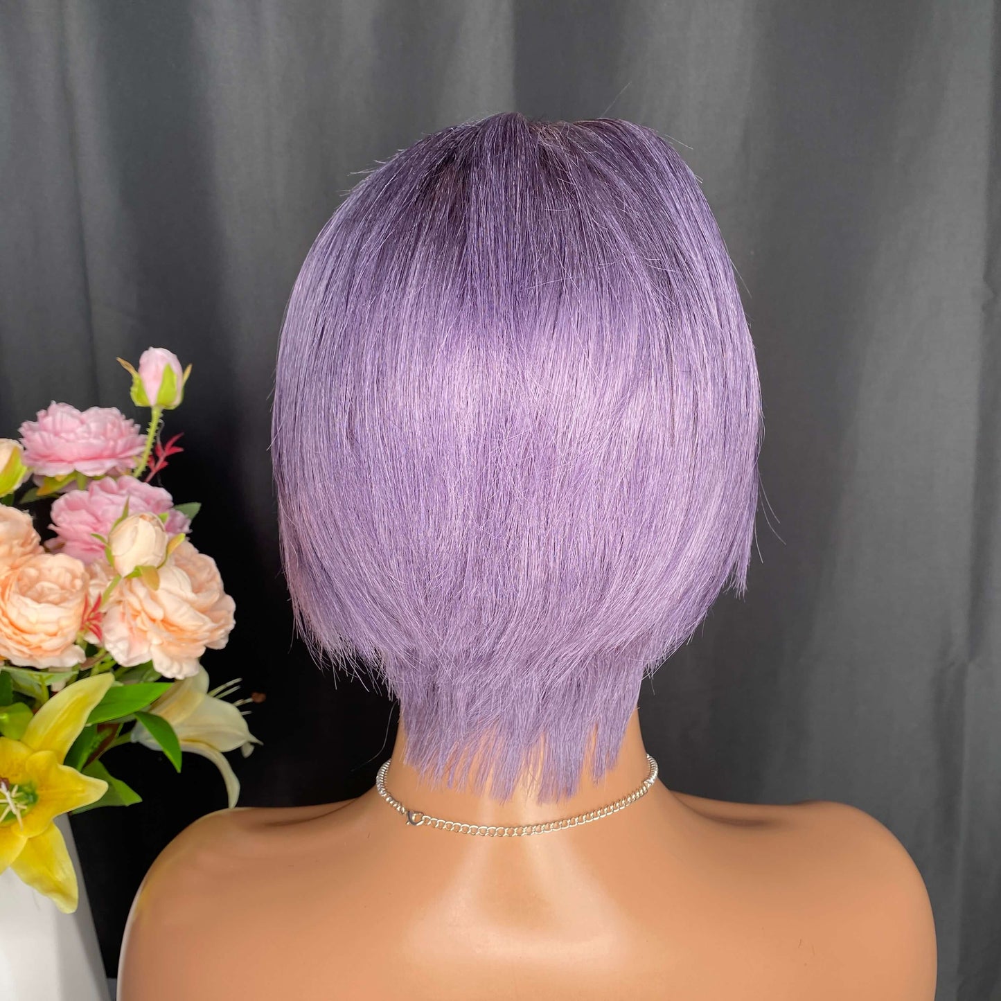 1b/Purple Pixie Cut T Part Wig