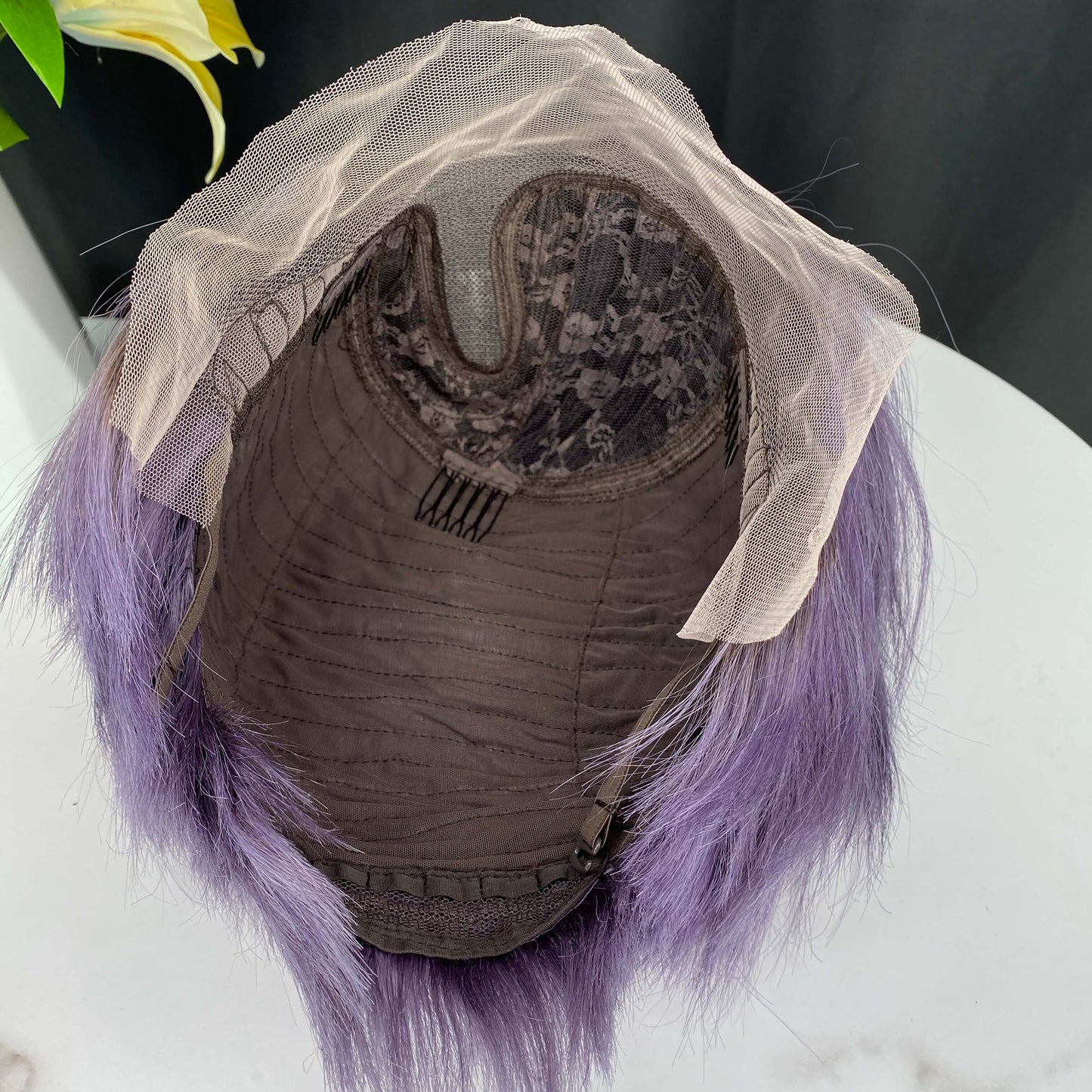 1b/Purple Pixie Cut T Part Wig