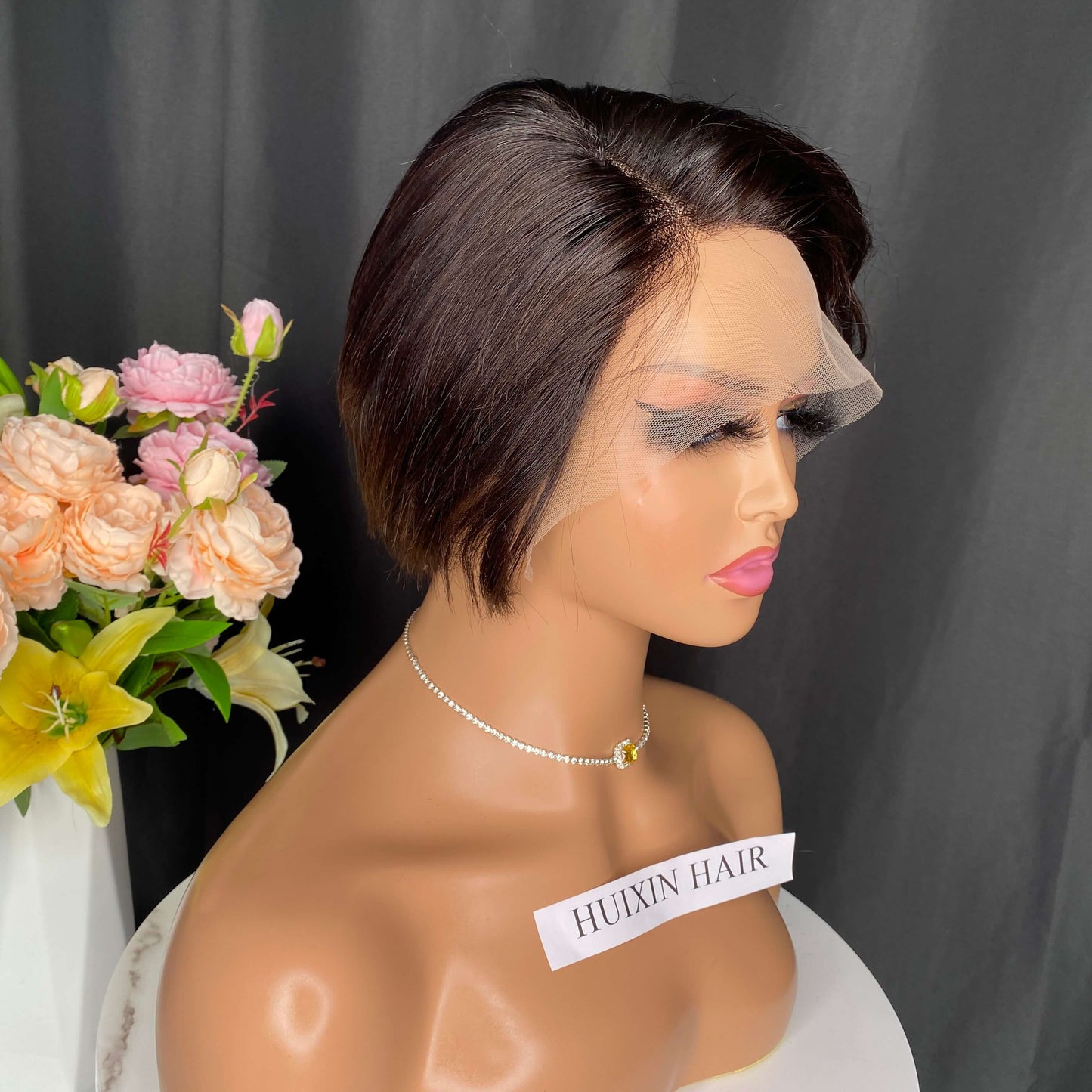 Natural Black Pixie Cut T Part Wig