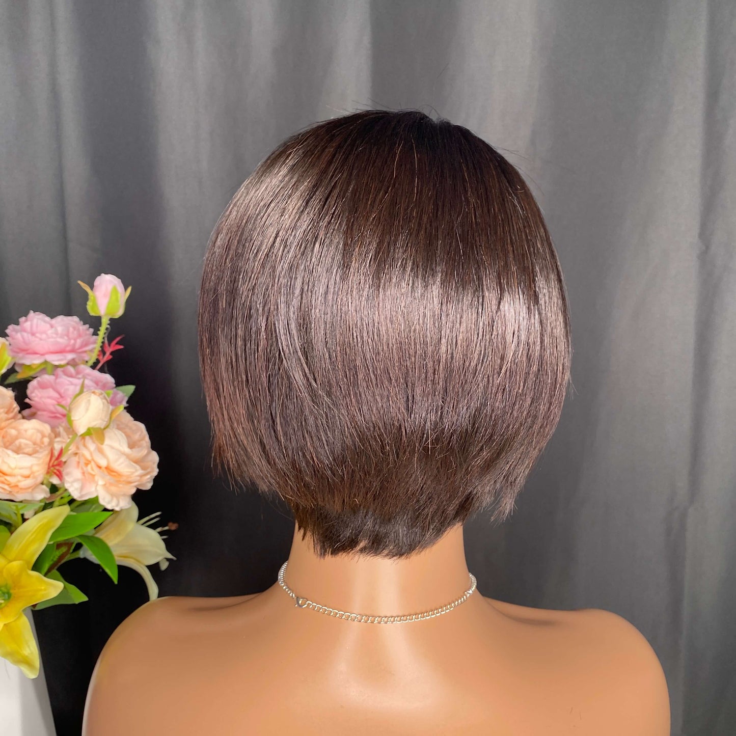 Natural Black Pixie Cut T Part Wig