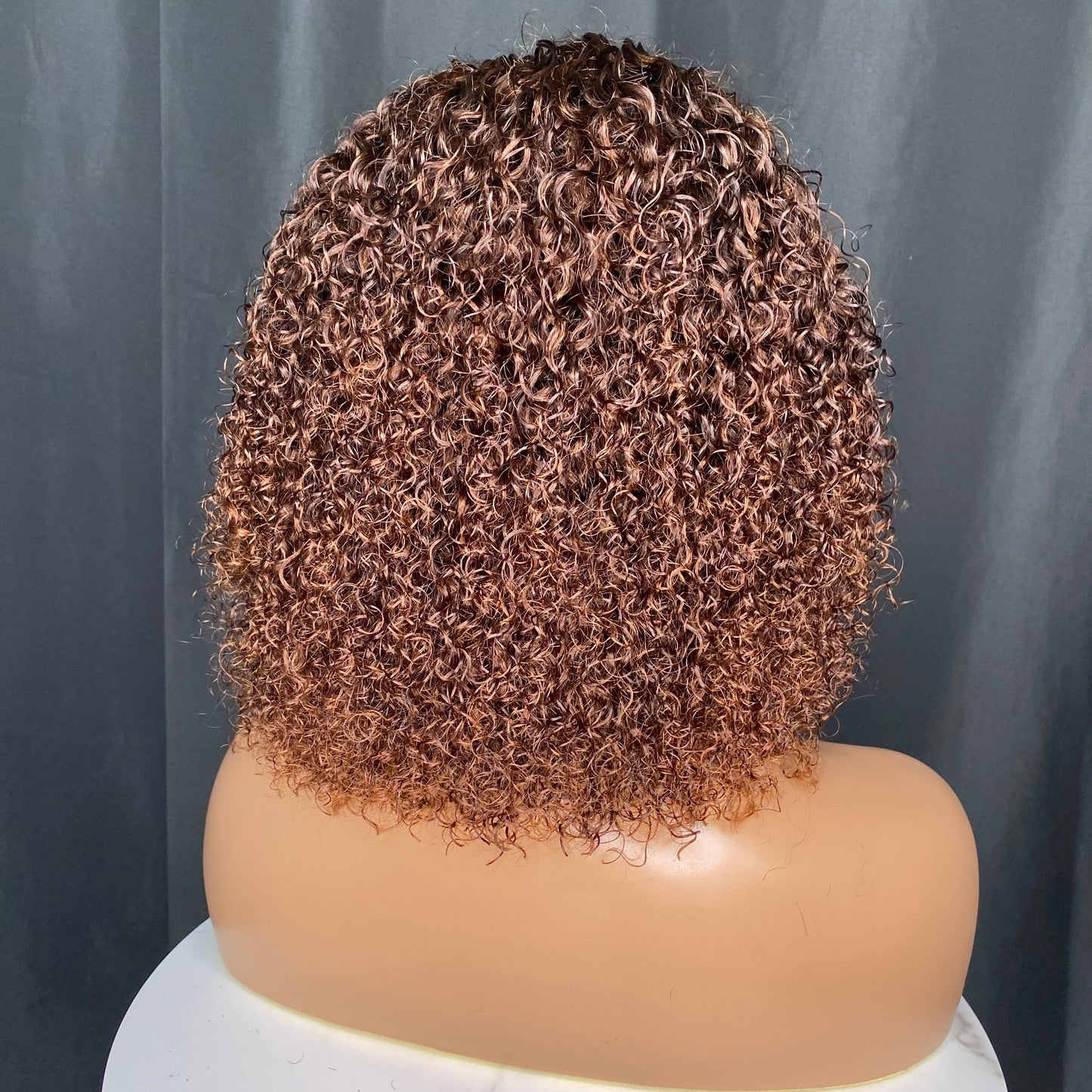 Brown Kinky Curly 4x4 Lace Closure Wig 10”