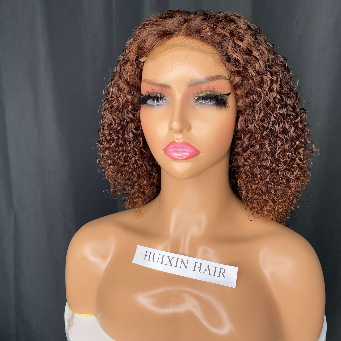 Brown Kinky Curly 4x4 Lace Closure Wig 10”