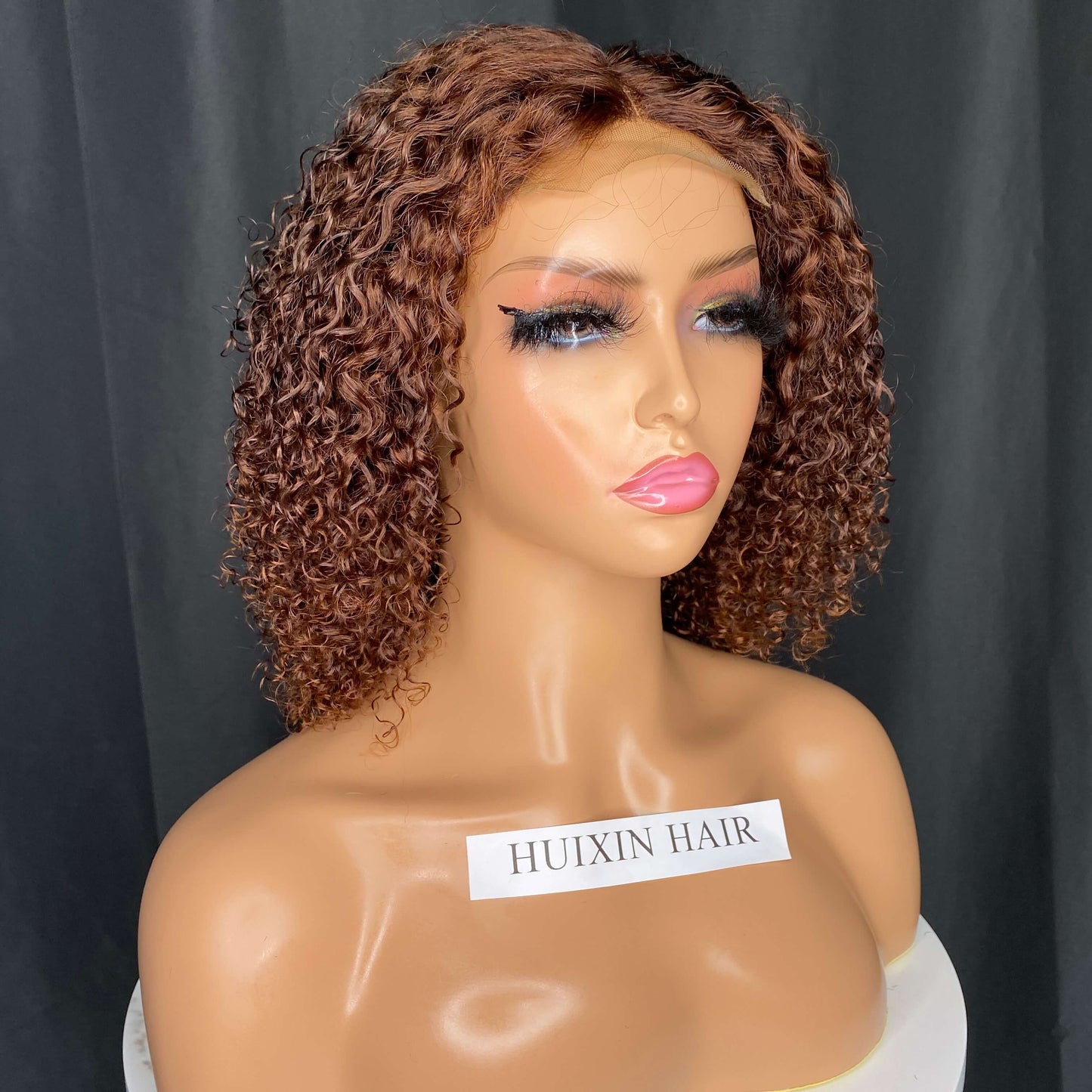 Brown Kinky Curly 4x4 Lace Closure Wig 10”