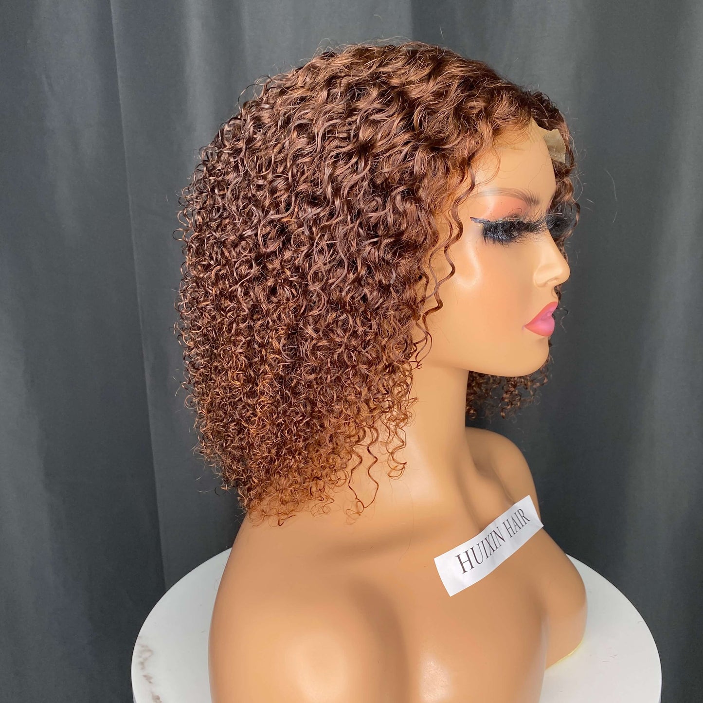 Brown Kinky Curly 4x4 Lace Closure Wig 10”