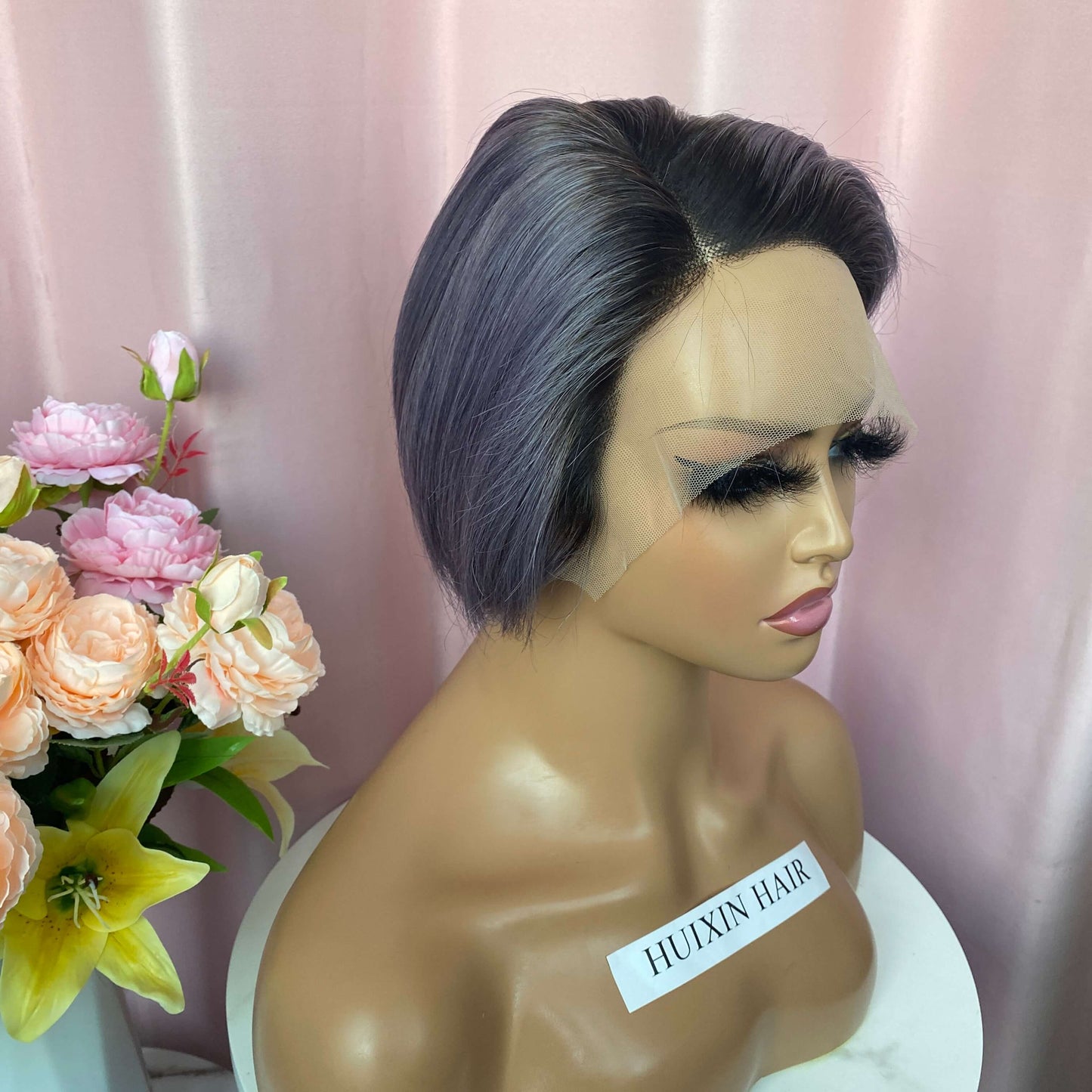 Haze Blue Pixie Cut T Part Wig