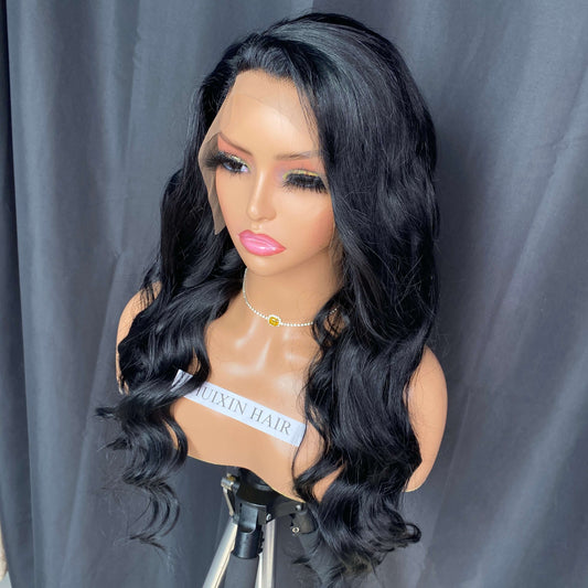 Jet Black Body Wave 13x4 Lace Frontal Wig 24”