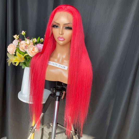 Flame Red straight 13X6 lace frontal wig 26''