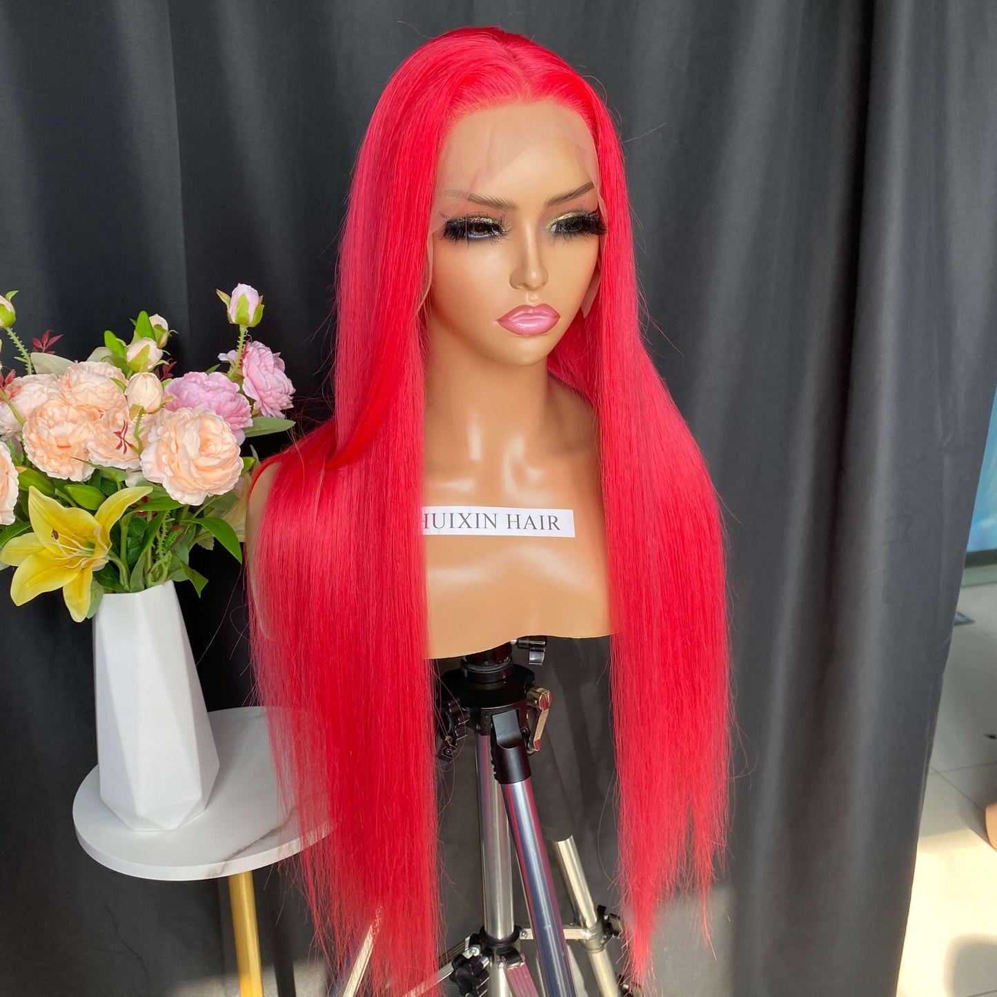 Flame Red straight 13X6 lace frontal wig 26''