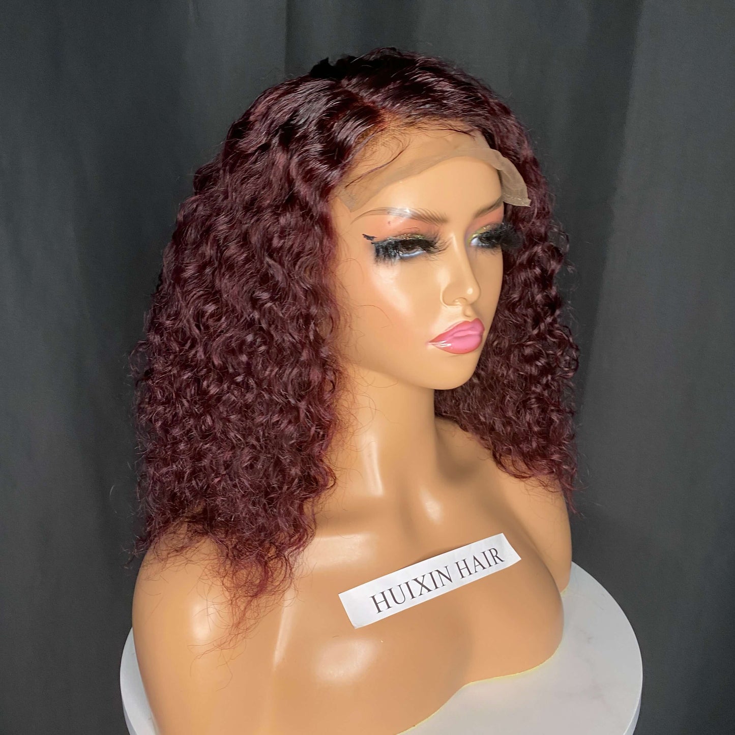 Burgundy Color Water Wave 6x6 Lace Closure Wig 10”