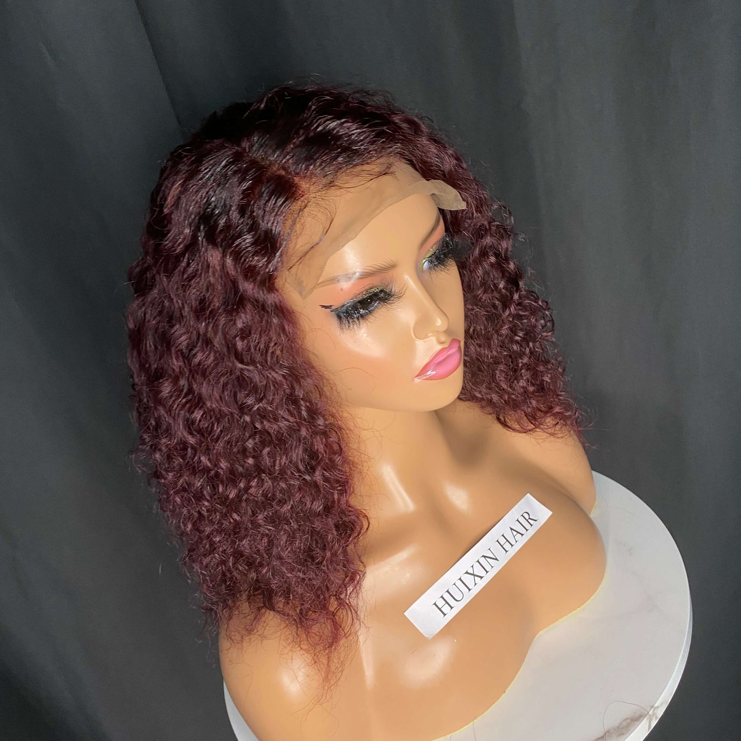 Burgundy Color Water Wave 6x6 Lace Closure Wig 10”