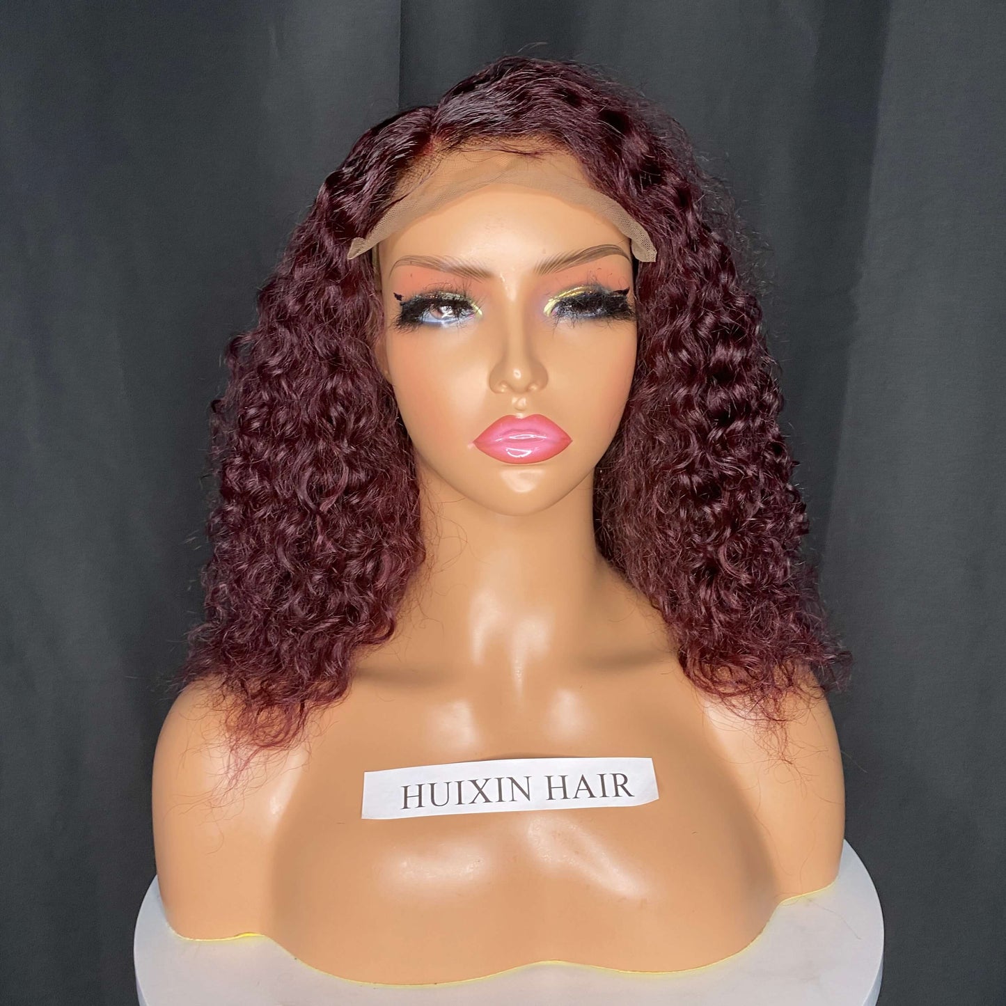 Burgundy Color Water Wave 6x6 Lace Closure Wig 10”