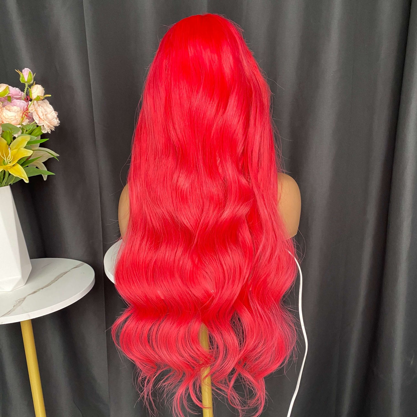 Flame Red Natural Wave 13X6 Lace Frontal Wig 26''