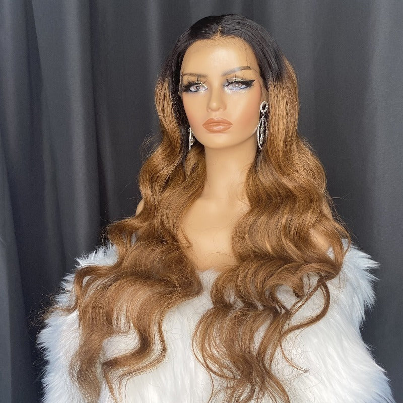 1b/30 natural wave 13x4 lace frontal wig 28"