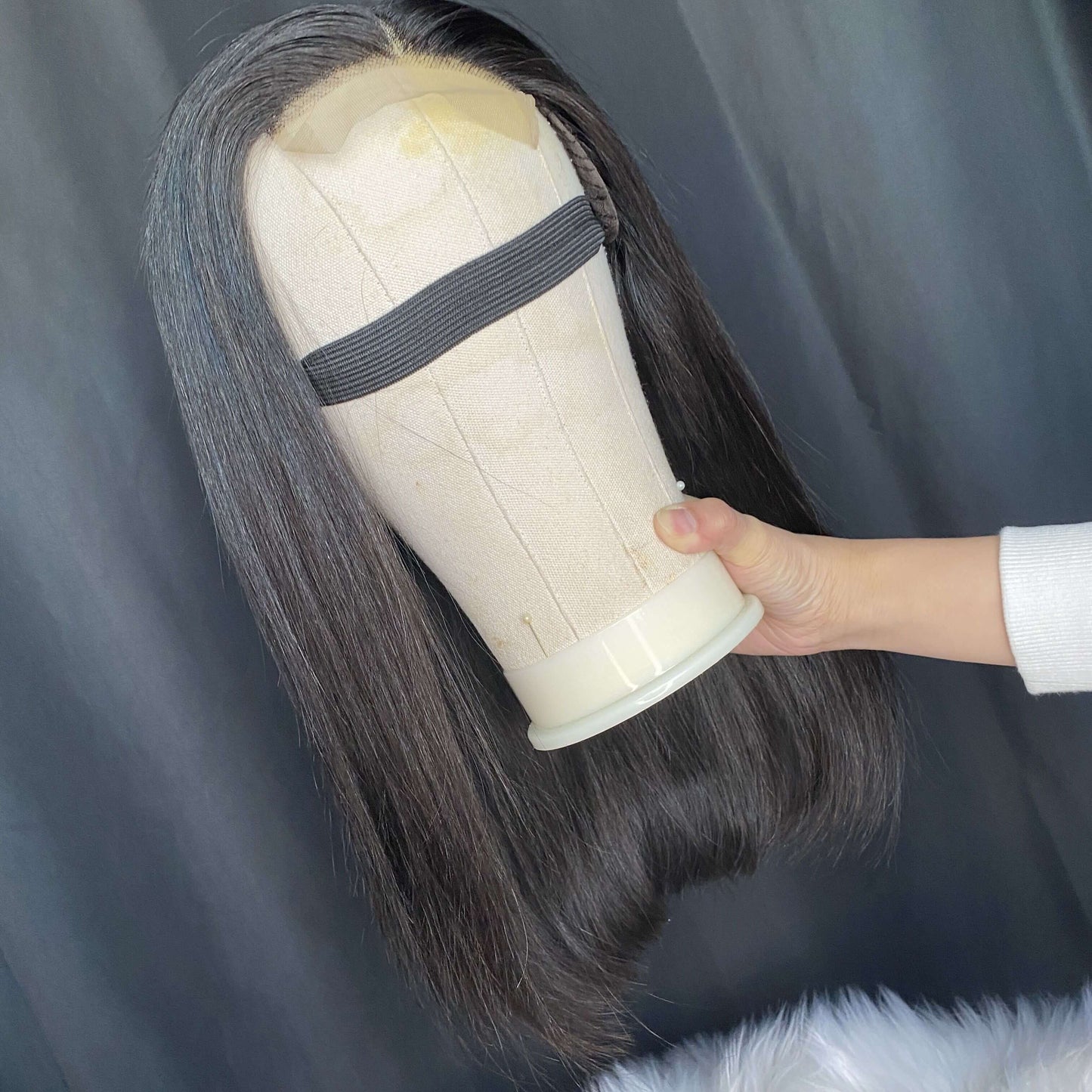 Raw straight bob 4X4 closure wig 14''