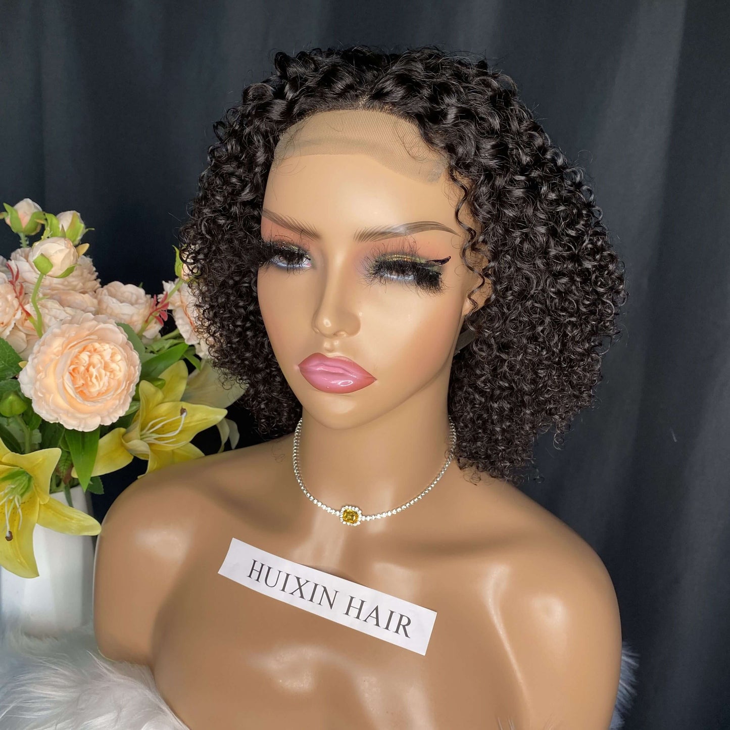 Kinky curly 4x4 lace closure wig 8"