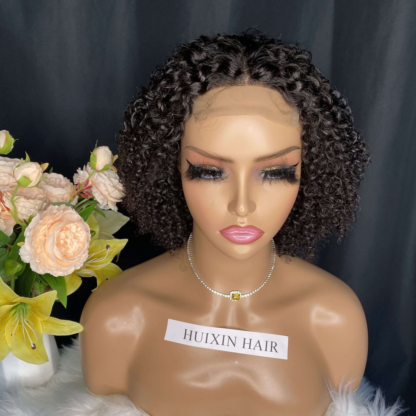 Kinky curly 4x4 lace closure wig 8"