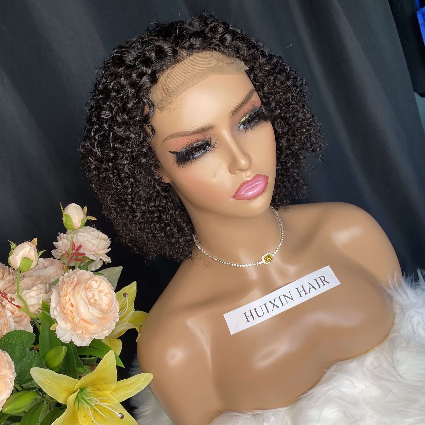 Kinky curly 4x4 lace closure wig 8"