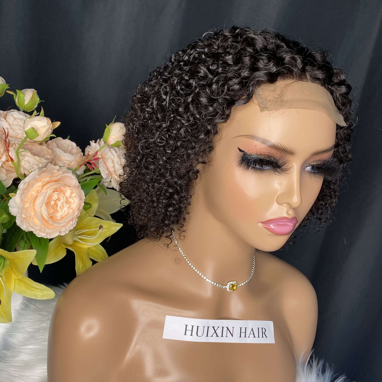 Kinky curly 4x4 lace closure wig 8"