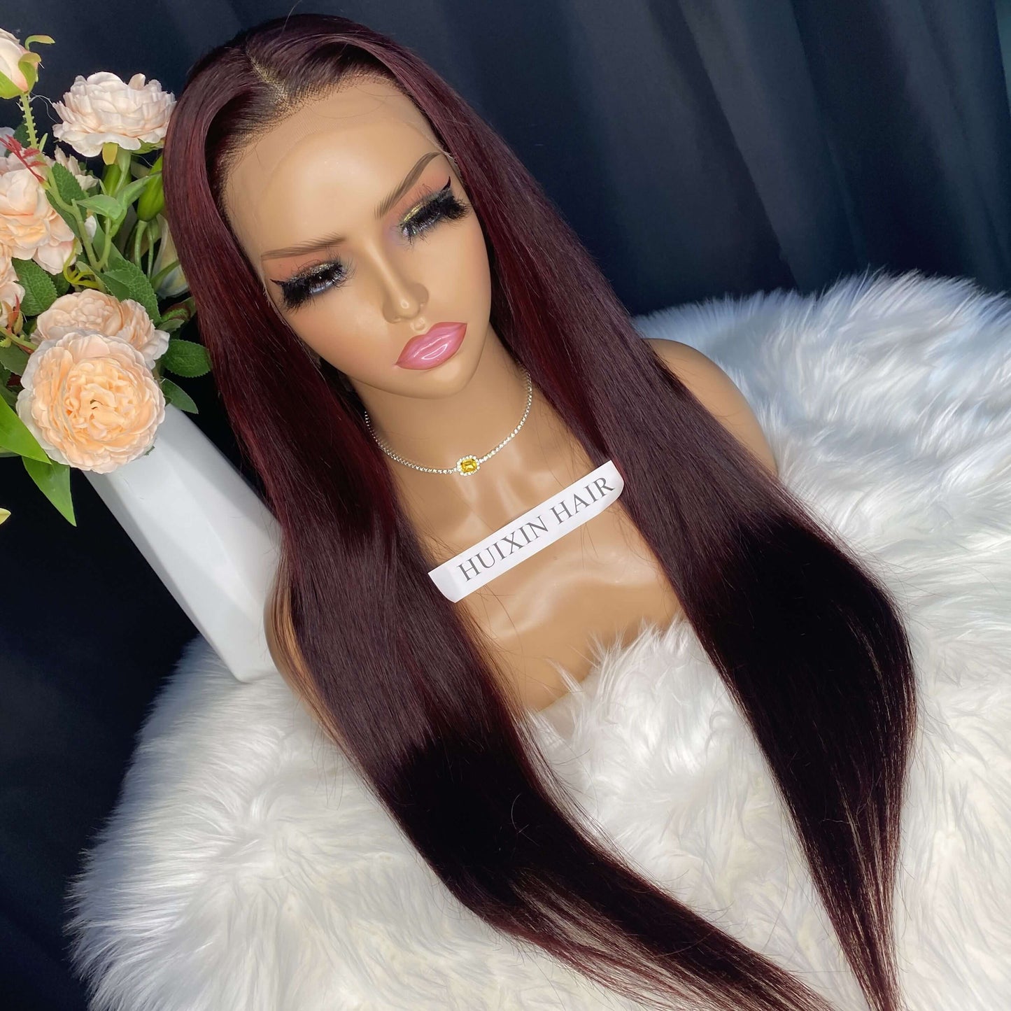 Burgundy Straight 13X4 HD Lace Frontal Wig 24"