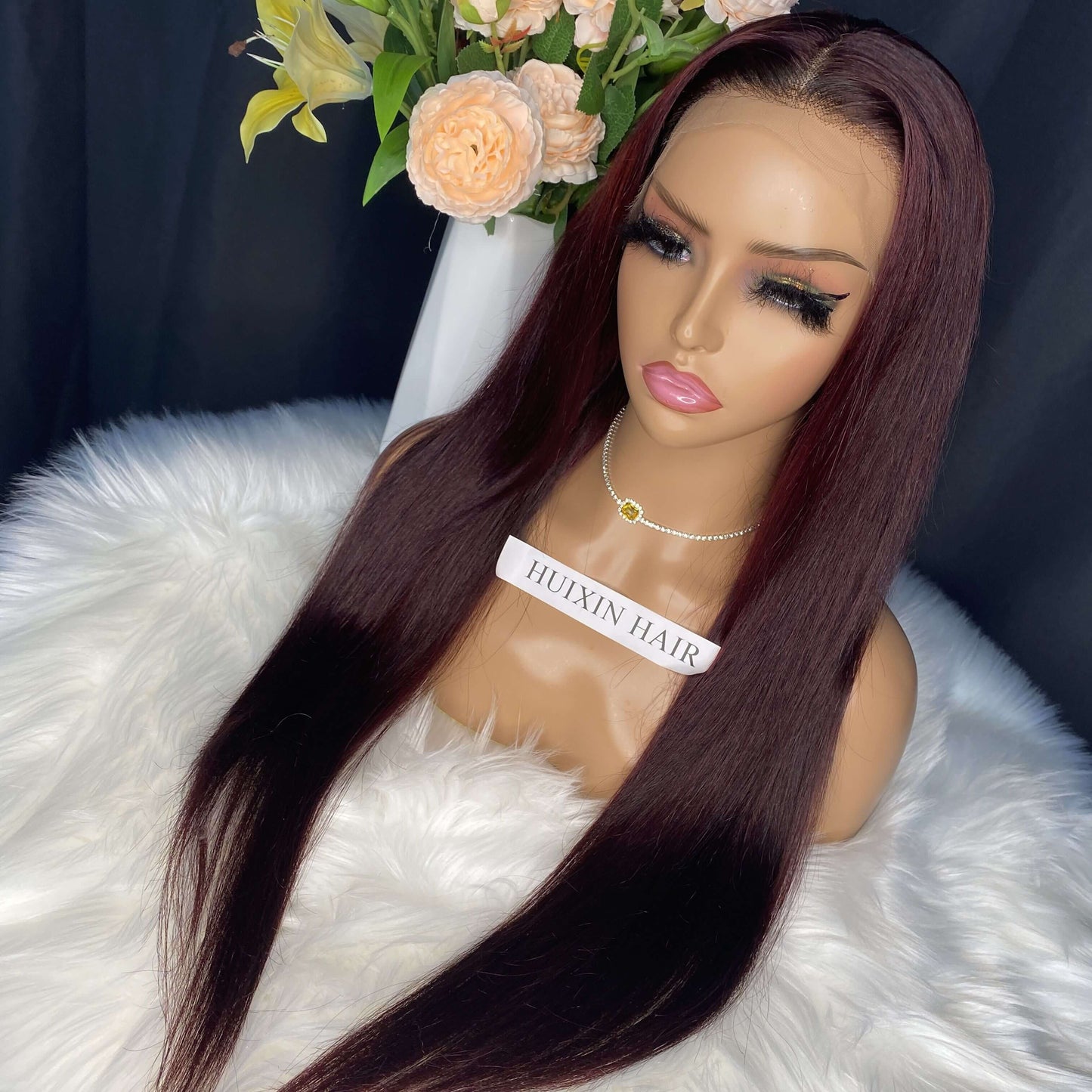 Burgundy Straight 13X4 HD Lace Frontal Wig 24"