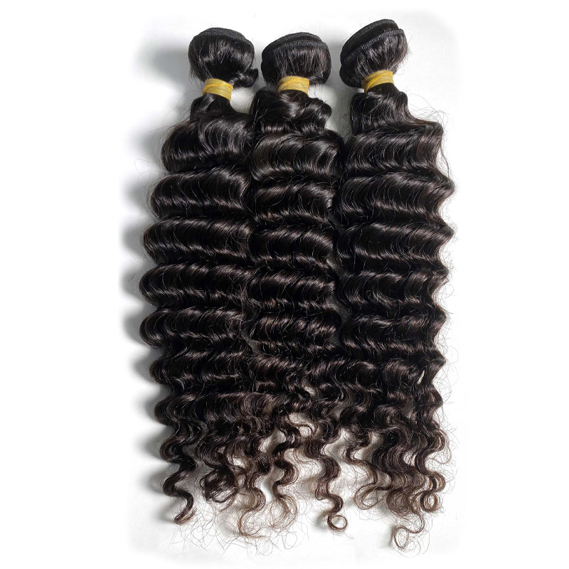 Premium Quality deep wave hair 3 bundles with a lace closure