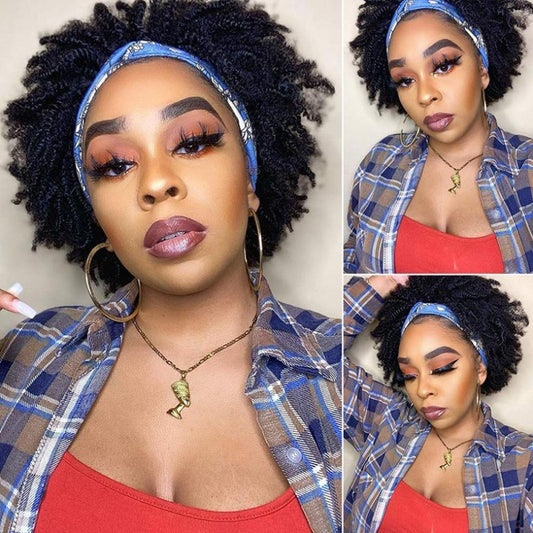 Kinky curly headband wig 8"